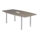 Table tonneau avec électrification Actual L. 200 x 100 cm - Plateau Chêne grisé - 4 pieds métal carrés Aluminium