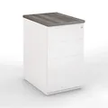 Caisson hauteur bureau métal NF Environnement Blanc top Cèdre, H.72 x L. 42 x P. 80 cm