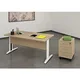 Pack Bureau droit Pronto Métal - L.140 x P.80 cm - Plateau Chêne - Pieds Blanc + Caisson mobile 3 tiroirs L.43 x P.42 x H.60 cm