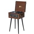 Arkrocket Discovery Record Player Vintage 3-Speed Turntable Bluetooth Speakers with Legs (Dark Walnut)