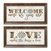 Gango Home Decor Country-Rustic Welcome Come as You Are & Love Makes This House a Home by Marla Rae (Ready to Hang); Two 18x8in Gold Trim Framed Prints