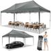 SANOPY Canopy 10 x 20 Pop Up Canopy Party Tent Heavy Duty Waterproof Adjustable Commercial Instant Canopy without 6 Removable Sidewalls Outdoor Party Canopy with Carry Bag Gray