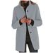 YFPWM Women Fashion Coats Jacket Casual Slim Fit Jacket Floral Outwear Woollen Coat Long Sleeve Tops Gray S