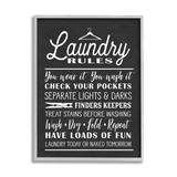 Stupell Industries Laundry Room Rules Hanger Clothespin Icons Black by - Graphic Art Canvas in White | 14 H x 11 W x 3 D in | Wayfair