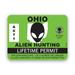 Ohio Alien Hunting Permit Sticker Decal - Self Adhesive Vinyl - Weatherproof - Made in USA - ufo aliens flying saucers little green men hunter oh