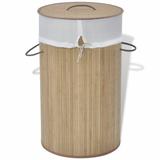 Bayou Breeze vidaXLCollapsible Laundry Basket Laundry Bin Dirty Clothes Hamper Round Bamboo Fabric/Bamboo | 23.64 H x 13.79 W x 13.79 D in | Wayfair