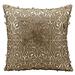 Nourison Laser Saray Laser Cut Leather Throw Pillow Polyester/Polyfill/Natural/Leather/Suede in White | 18 H x 18 W x 0.5 D in | Wayfair