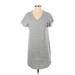 Antistar Casual Dress - Shift V Neck Short sleeves: Gray Print Dresses - Women's Size Small