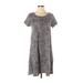 Z Supply Casual Dress - A-Line Scoop Neck Short sleeves: Silver Animal Print Dresses - Women's Size Small - Print Wash