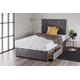 Home Furnishings UK Charcoal Plush Divan Bed Set with 1000 Pocket Sprung Mattress and Matching Diamante Headboard (2 Drawers) (4FT Small Double)