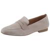 Loafer GABOR, Damen, Gr. 37, grau (hellgrau), Ziegenveloursleder, unifarben, klassisch, Schuhe, Slipper,Businessschuh mit dezentem Blockabsatz