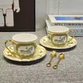 Service de Tea Party en Porcelaine Royale avec Poignée Dorée Tasses à Expresso de Luxe Sophia
