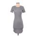 Forever 21 Casual Dress - Bodycon Crew Neck Short sleeves: Gray Print Dresses - Women's Size Small