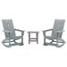 Flash Furniture Finn 3-Piece Adirondack Rocking Patio Chair and Side Table Set Gray