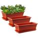 3 Pack 15 Inches Countryside Flower Box Planters Plastic Vegetable Planters Flower Window Planteres Indoor Plant Pots with Attached Tray for Windowsill Patio Garden Balcony