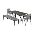 Armen Living Koala Clip Camino 5-Piece Outdoor Wood Dining Set in Gray/Black