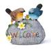 Veecome Artificial Ornaments Welcome Sign Simulation Bird Sculptures Statues Resin Handicraft for Yard Patio Lawn Garden