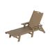 WestinTrends Malibu Chaise Lounge Outdoor All Weather Poly Lumber Patio Pool Lounge Chairs with 5 Positions Backrest Weathered Wood