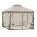 Outsunny 10 x 10 Patio Gazebo Canopy Outdoor Pavilion with Mesh Netting SideWalls 2-Tier Polyester Roof & Steel Frame Beige
