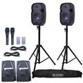 (2) Gemini PartyBox Rave8 8 Powered Speakers with Tripod Speaker Stands Package