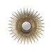 28 Inch Wall Mount Accent Mirror with Round Sunburst Iron Frame Gold- Saltoro Sherpi