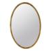 33 Inch Modern Accent Wall Mirror Mountable Oval Wood Frame in Brown- Saltoro Sherpi