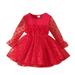 Children Kids Toddler Baby Girls Long Sleeve Solid Polka Dot Tulle Dress Princess Dress Outfits Clothes Girls Fashion Size 7 Flannel Dress for Girls Flag Dress Girls Linen Dress Girls