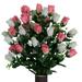 Sympathy Silks Artificial Cemetery Flowers 28 Cream and Pink Rose Buds for a Cemetery Vase