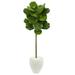 Nearly Natural 5 Fiddle Leaf Artificial Tree in White Planter