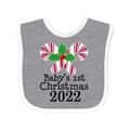 Inktastic Babys 1st Christmas 2022 Candy Cane Boys or Girls Baby Bib