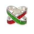 Gucci Jewelry | Gucci Web Red & Green Crossover Enamel Ring In Sterling Silver | Color: Silver | Size: 9.5