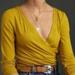 Anthropologie Tops | Anthropologie Saturday Sunday Faux Wrap Stretch Pullover Top Xs | Color: Gold/Yellow | Size: Xs