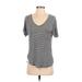 Charlotte Russe Short Sleeve Top Gray V Neck Tops - Women's Size Small