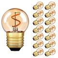 Genixgreen 15 Pack - Outdoor Lighting Replacement Bulbs, G40 Mini Globe Led Spiral Filament Lights E27 Screw 1W Amber Glass Vintage Edison Style 10W Replacement Ultra Warm White 2200K LED Bulb