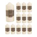 Pack of 12 x 100 Hour Cream Church Pillar Candles | 16cm x 7cm Ivory Cream Candle Block Candle Set of Twelve | Unscented Decorative Votive Lantern Candle