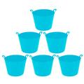 (Set of 6) 42L Litre Large Robust Flexi Tubs Multipurpose Flexible Rubber Storage Container Buckets Garden Trugs Laundry Basket Polyethylene Flex Tub For Home Gardening Toys -Made in UK (Sky Blue)