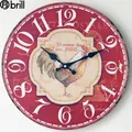 Grande horloge murale rétro rouge horloges murales de cuisine vintage décoration d'intérieur