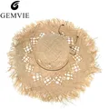 GEMVIE – chapeau de paille à Large bord pour femmes ajouré souple pour le soleil la plage été