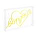 Bonjour Heart 15" X 10.3" Contemporary Glam Acrylic Box USB Operated LED Neon Light, Yellow by JONATHAN Y - 15" X 10.3"