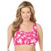 Plus Size Women's Cotton Back-Close Wireless Bra by Comfort Choice in Raspberry Sorbet Roses (Size 40 C)