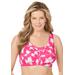Plus Size Women's Cotton Back-Close Wireless Bra by Comfort Choice in Raspberry Sorbet Roses (Size 44 B)