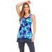Plus Size Women's Zip Front Posture Bra Tankini Top by Swim 365 in Multi Underwater Tie Dye (Size 28)