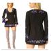 Free People Dresses | Free People Black Holiday Folk Embroidered Bell Sleeve Mini Dress Size 6 | Color: Black/Blue | Size: 6
