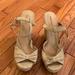 Nine West Shoes | Nine West Sandals Cloth 5” Inches Heels Wrap Around Ankle & Buckle Open Toe Sz10 | Color: Cream | Size: 10
