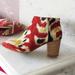 Anthropologie Shoes | Anthro Velvet Ikat Boots | Color: Black/Red | Size: 7