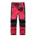 Kids Softshell Pants Waterproof Trousers Boys Girls Outdoor Hiking Trouser Winter Skiing Pants Breathable Wear-Resistant Warm Hiking Pants Solid Color Keep Warm Casual Pants 5-14Years