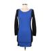 ASOS Casual Dress - Sweater Dress: Blue Color Block Dresses - Women's Size 8