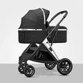2 in 1 Adjustable Baby Pram Stroller Compact Stroller Shock-Absorbing Toddler Stroller for Boys and Girls,Comfortable Bassinet with Foot Cover (Color : Nero)