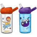 Camelbak 2 Eddy+ Kids Straw Bottles - Space Dinos & Royal/Twin Pack Children Child Boy Girl Junior Infant Flask Drink Water Juice Cup BPA Free Non Leak Spill School Safe Reusable Eco Friendly