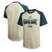 Men's Majestic Threads Cream/Midnight Green Philadelphia Eagles Super Bowl LVII Goal Line Stand Raglan T-Shirt